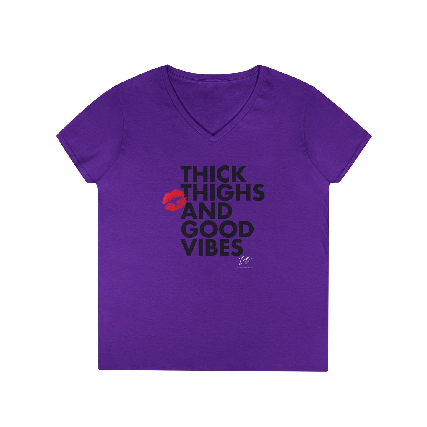 Thick Thighs and Good Vibes V-Neck Tee - B