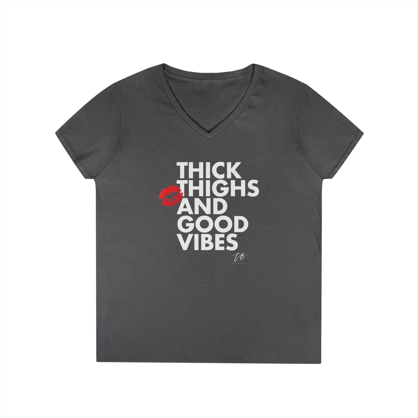 "Thick Thighs and Good Vibes" Women's WHITE TEXT Graphic Shirt