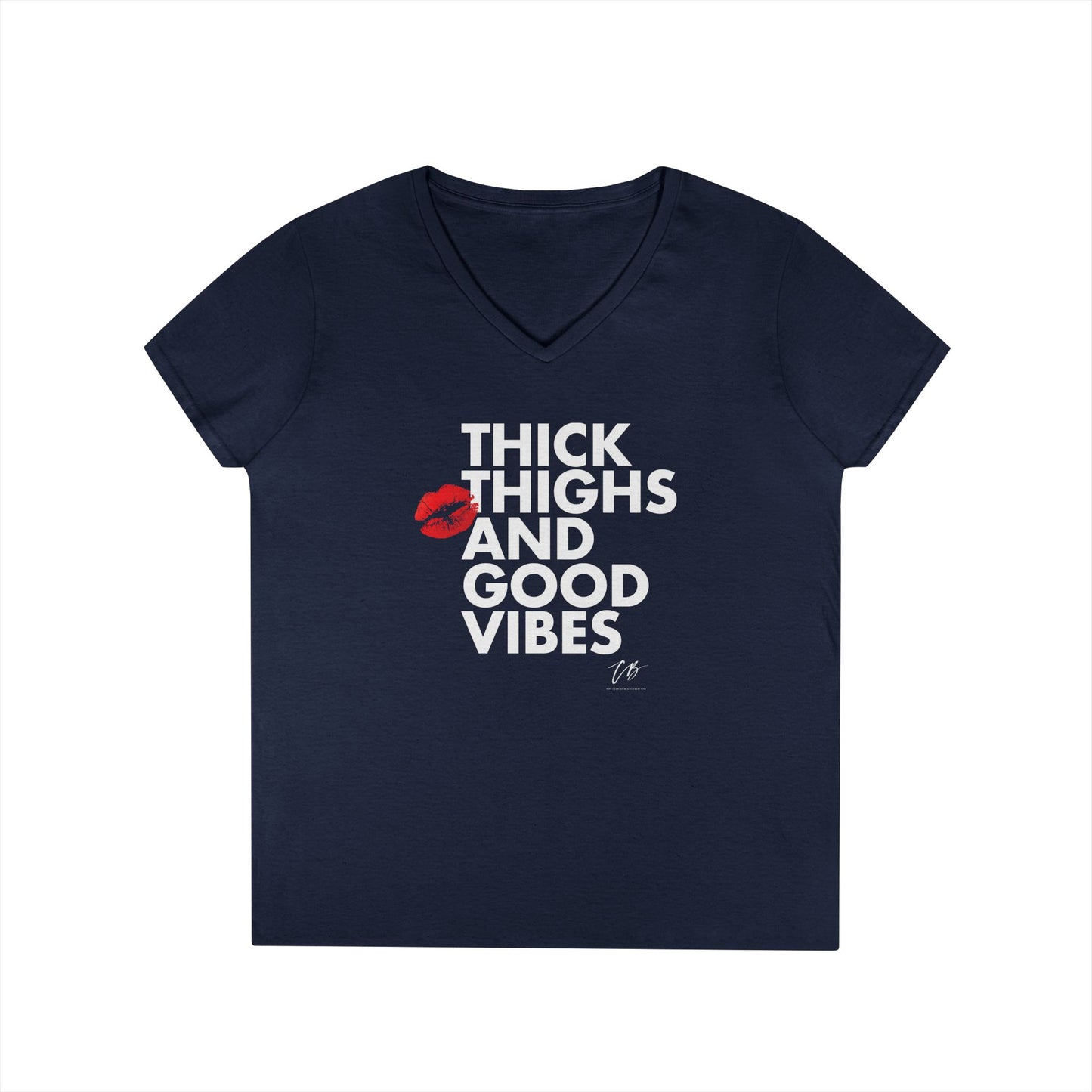 "Thick Thighs and Good Vibes" Women's WHITE TEXT Graphic Shirt