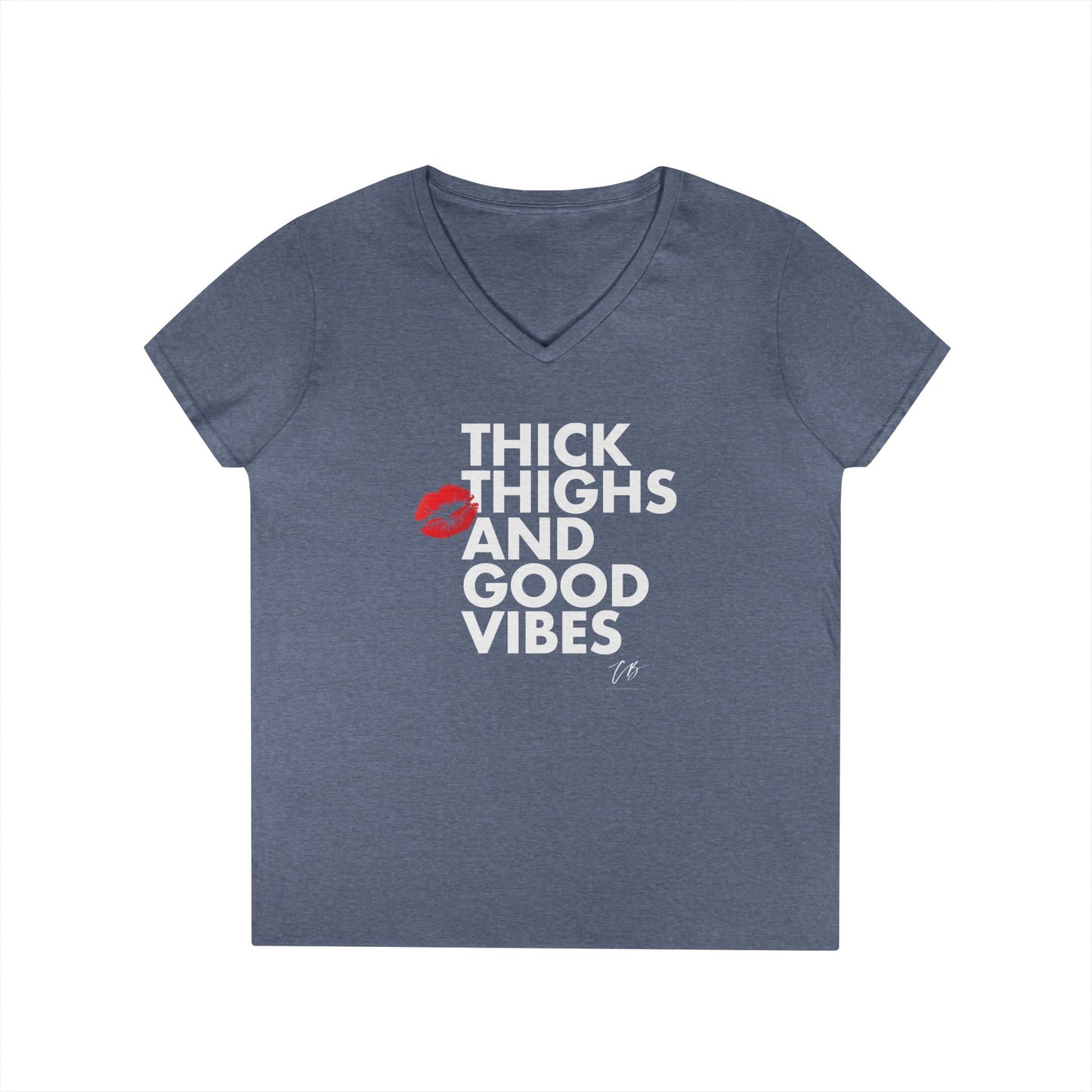 "Thick Thighs and Good Vibes" Women's WHITE TEXT Graphic Shirt