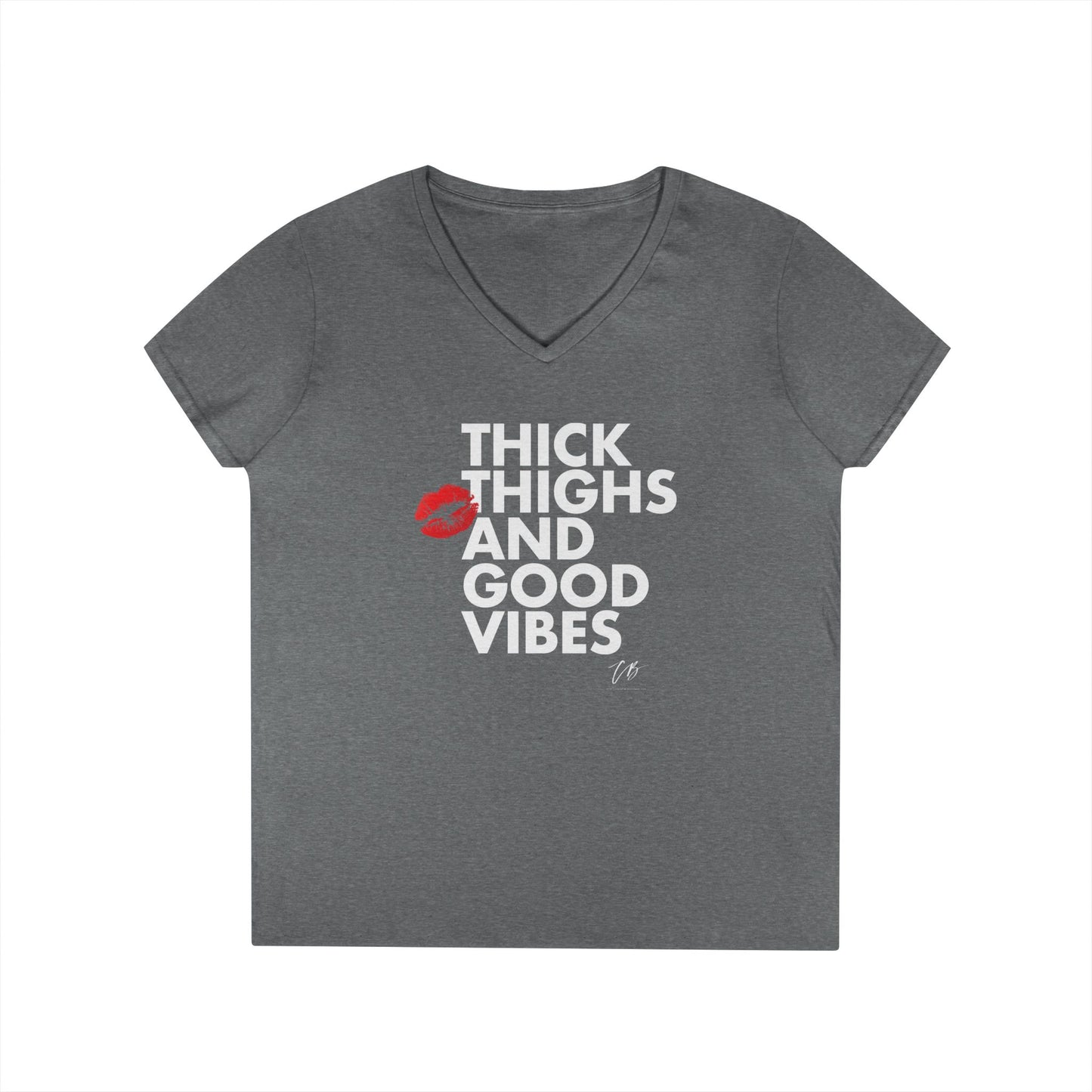 "Thick Thighs and Good Vibes" Women's WHITE TEXT Graphic Shirt
