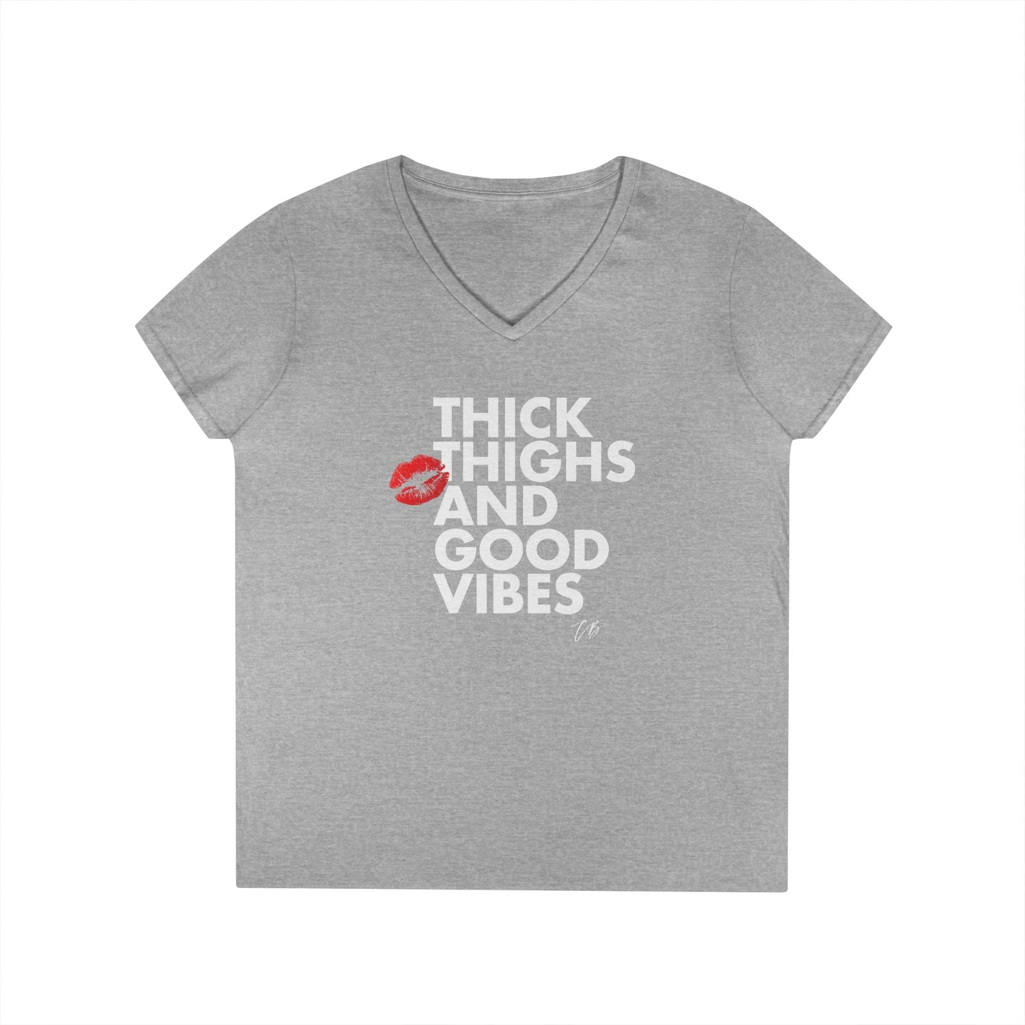 "Thick Thighs and Good Vibes" Women's WHITE TEXT Graphic Shirt